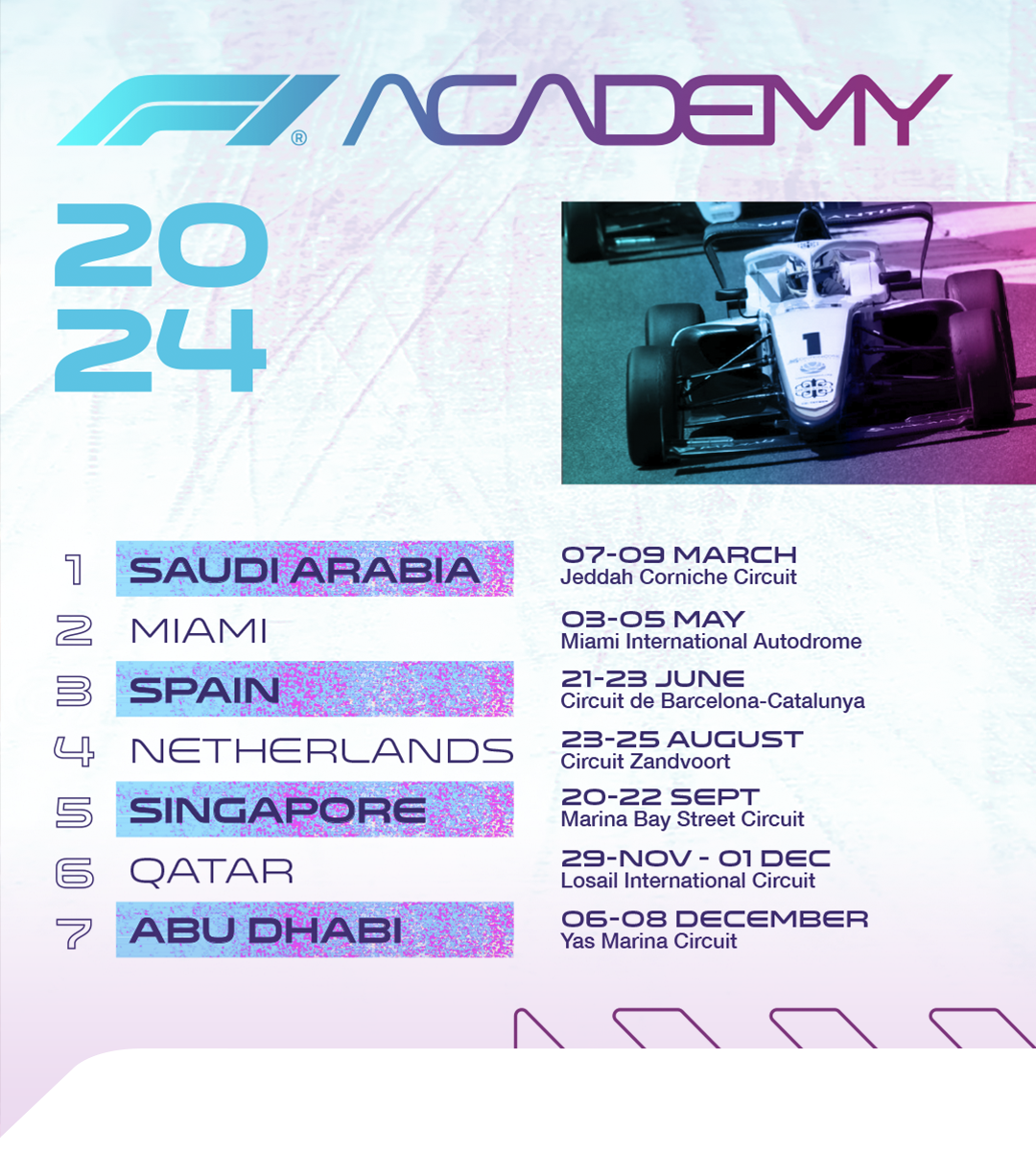 F1 Academy announce calendar for 2024 season F1tv